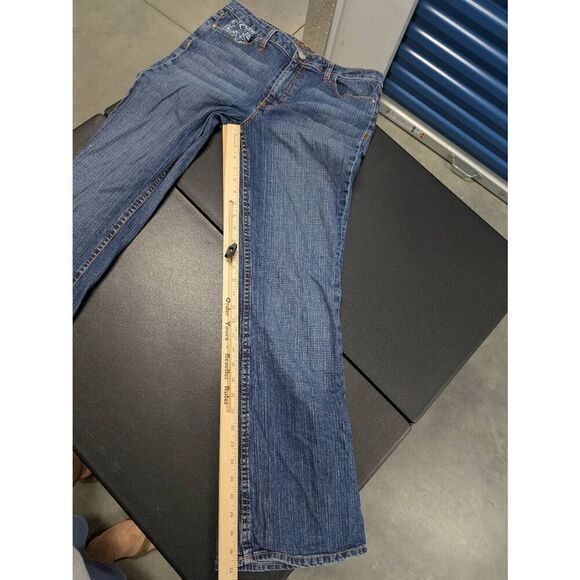 Kikit Jeans Flared Blue Denim Embroidered Pockets Pants Women's Size 12 - Picture 8 of 8